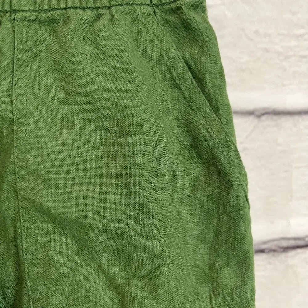 J. Crew‎ Women's Drawstring Shorts 2XS Olive Green Casual Summer linen